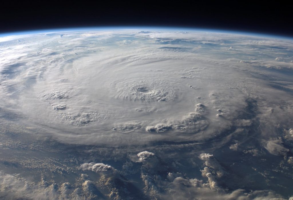 View of large hurricane from space