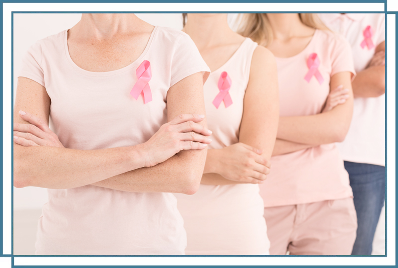 Blue Cross Blue Shield article showing breast cancer survivors wearing pink.
