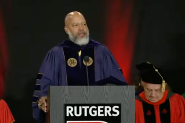 Attorney James Williams speaks about Rutgers University President William F. Tate.